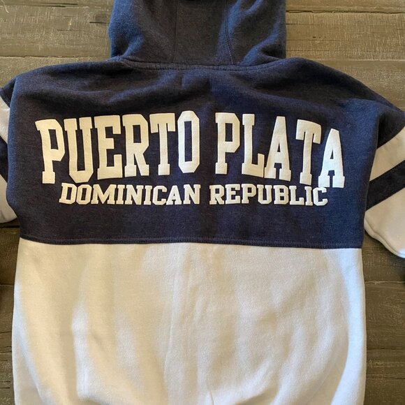 Exist Puerto Plata Dominican Republic Hoodie Jacket Size Small Blue & White New - Picture 7 of 13